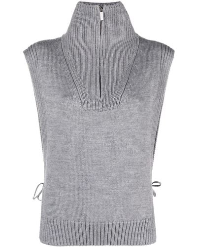 Fabiana Filippi Sleeveless Roll-neck Knitted Vest - Grey