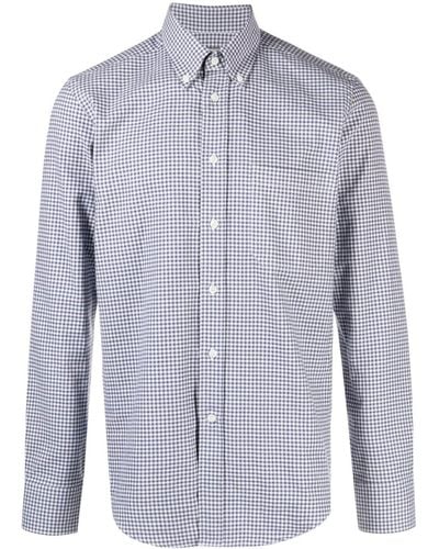 Canali Check-pattern Cotton Shirt - Blue
