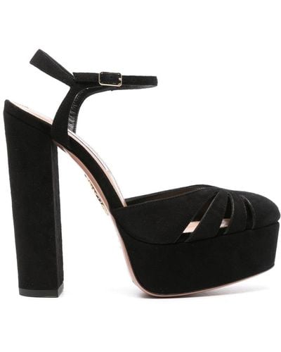 Aquazzura 14mm Suede Court Shoes - Black