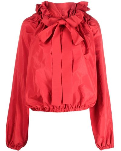 Patou Pussy-bow Puffed Top - Red