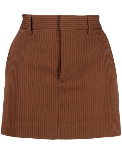 Petar Petrov Stripe-print Thigh-length Skirt - Brown