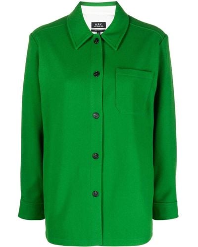 A.P.C. Wool-blend Shirt Jacket - Green