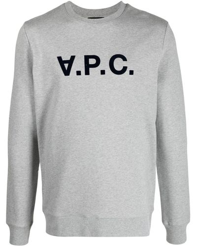 A.P.C. Logo-print Crewneck Sweatshirt - Grey