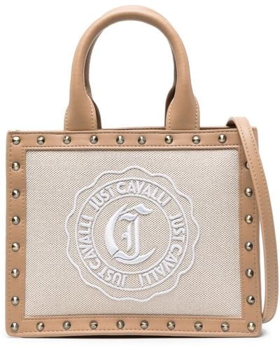 Just Cavalli Embroidered-logo Canvas Tote Bag - Natural
