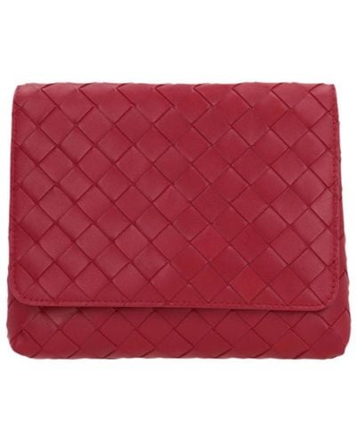 Bottega Veneta Intrecciato leather crossbody bag - Rojo