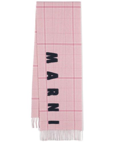 Marni Check Wool Scarf - Pink