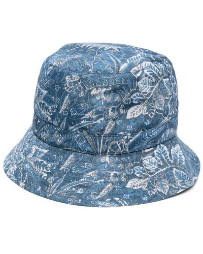 A.P.C. Floral-print Drawstring Bucket Hat - Blue