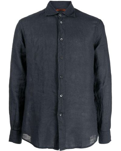 Barena Long-sleeve Linen Shirt - Blue
