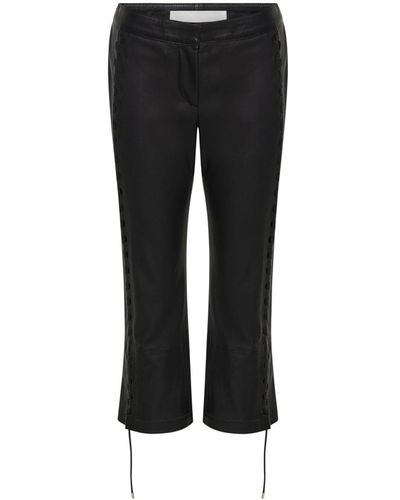 Dion Lee Hinge Seam Cropped Leather Trousers - Black
