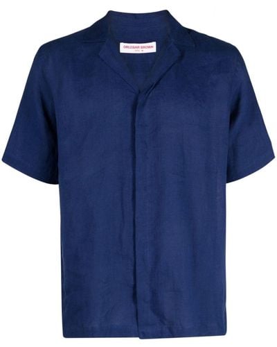 Orlebar Brown Maitan Notched-collar Linen Shirt - Blue