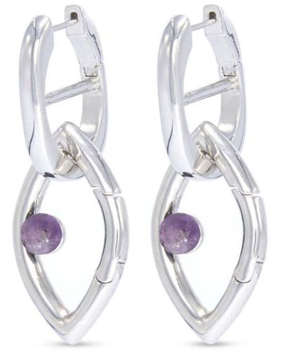 CAPSULE ELEVEN Eye Opener Chain Amethyst-stone Earrings - White