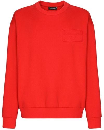 Dolce & Gabbana Logo-appliqué Long-sleeved Sweater - Red