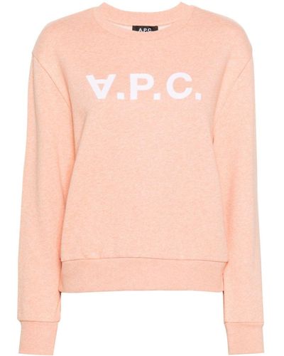 A.P.C. Flocked-logo Cotton T-shirt - Pink