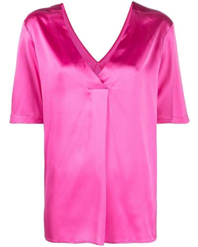 Xacus Bluse mit V-Ausschnitt - Pink
