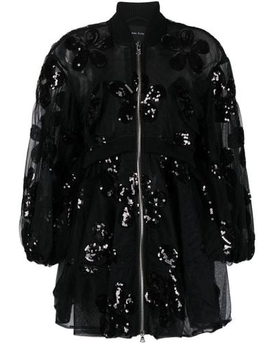 Simone Rocha Sequin-embellished Tulle Coat - Black