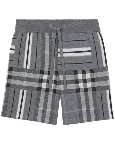 Burberry Wool-blend Check Shorts - Gray