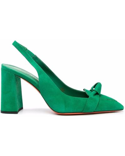 Santoni Pointed Suede Court Shoes - Green