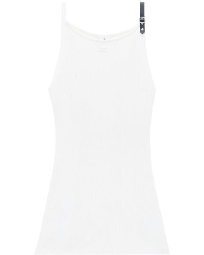 Courreges Logo-patch Ribbed-knit Dress - White