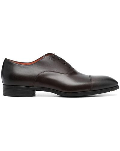 Santoni Almond-toe Lace-up Leather Shoes - Brown