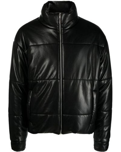 Nanushka Marron Faux-leather Puffer Jacket - Black
