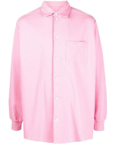 Jacquemus Embroidered-logo Long-sleeve Shirt - Pink
