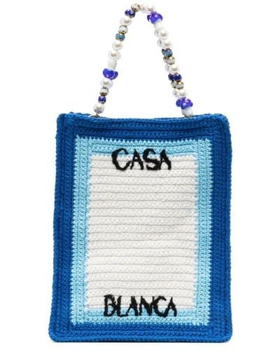 Casablancabrand Tennis Club Crochet-knit Tote Bag - Blue