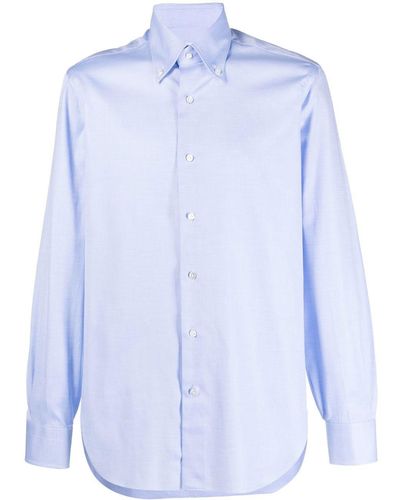 Barba Napoli Point-collar Cotton Shirt - Blue
