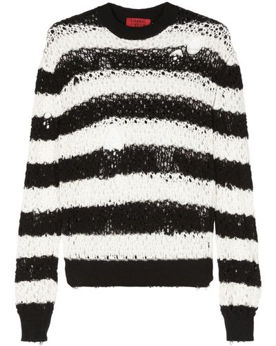 Liberal Youth Ministry Striped Cut-out Detail Sweater - Black