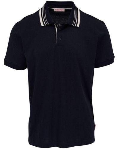 Orlebar Brown Striped-collar Polo Shirt - Blue