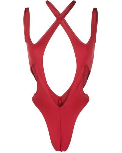Mugler Cut-out Sleeveless Swimsuit - Red
