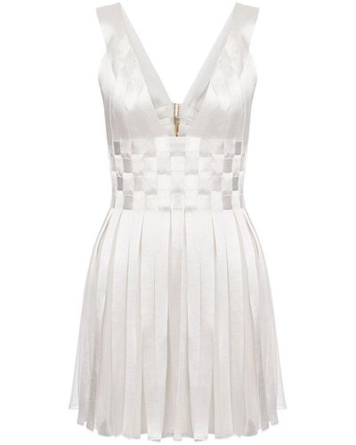 Alberta Ferretti Satin Mini Dress - White