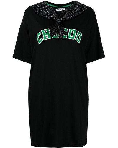 Chocoolate Vestido estilo camiseta con logo bordado - Negro