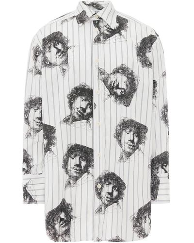 JW Anderson Camisa con estampado Rembrandt - Gris