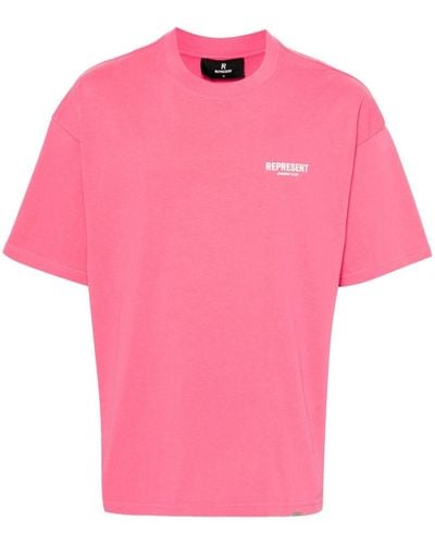 Represent Logo-print Cotton T-shirt - Pink
