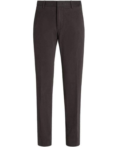 Zegna Mid-rise Cotton Trousers - Grey