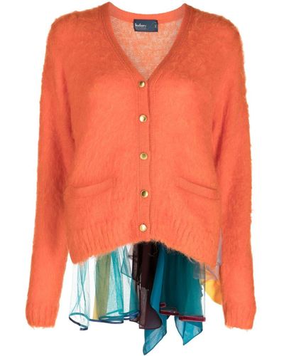 Kolor Cardigan à design superposé - Orange