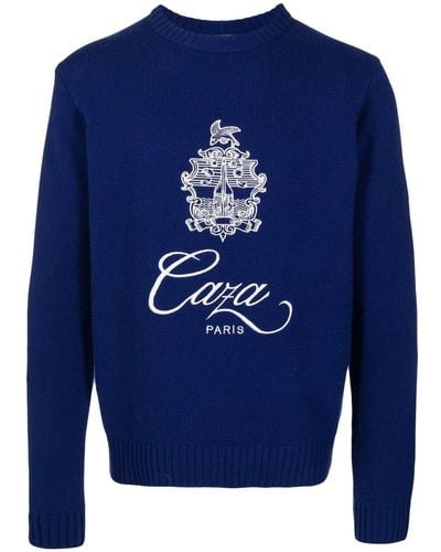 Casablancabrand Merino Wool-cashmere Logo Sweater - Blue