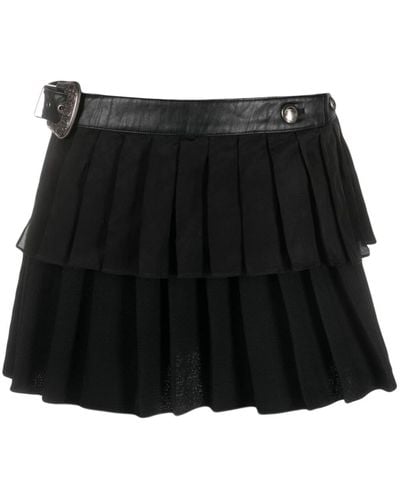 ANDERSSON BELL Knife-pleat Belted Miniskirt - Black