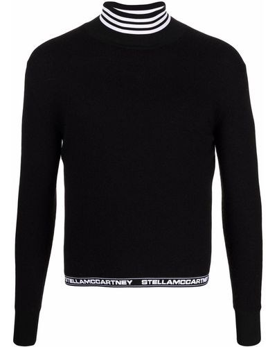 Stella McCartney Pull rayé à col roulé - Noir