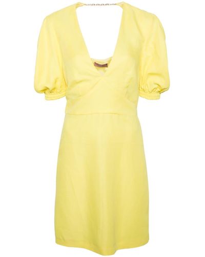 Twin Set Mini-jurk Met Watervalhals - Geel