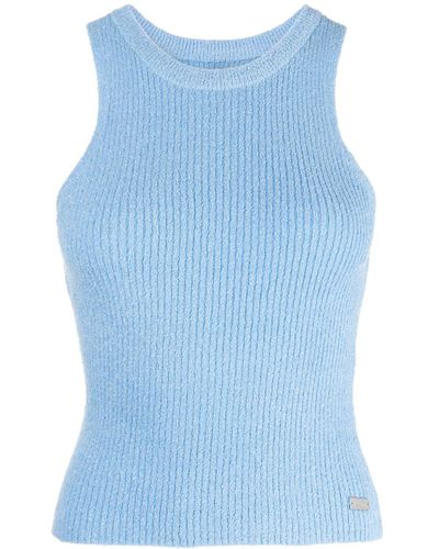 Izzue Logo-plaque Ribbed Tank Top - Blue