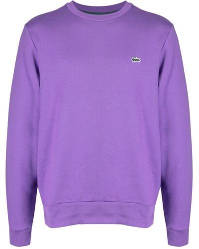 Lacoste Logo-patch Crew-neck Sweatshirt - Purple