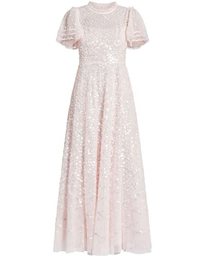 Needle & Thread Beatrice Embroidered Maxi Dress - Pink