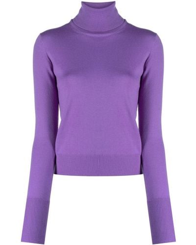 Patrizia Pepe Roll-neck Wool Sweater - Purple