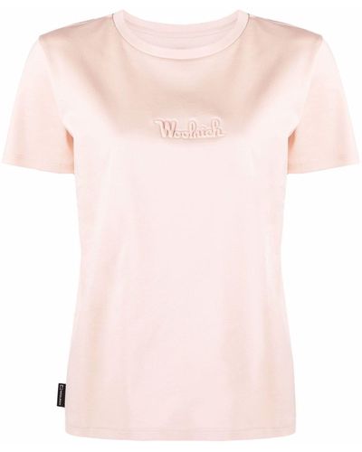 Woolrich T-Shirt mit Logo-Prägung - Pink