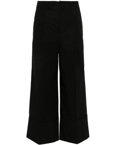 Twin Set Cropped Straight Trousers - Black