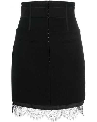 Murmur Lace-trim Short Skirt - Black