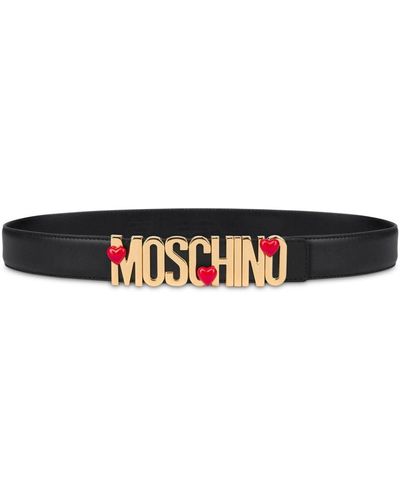 Moschino Logo-buckle Heart-motif Belt - Black