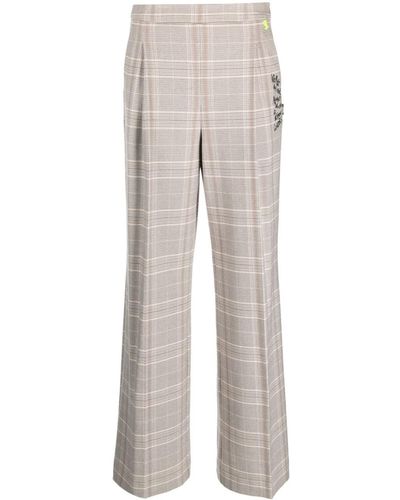 Twin Set Pantalones de vestir con eslogan bordado - Gris