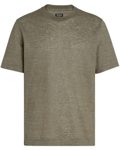 Zegna T-Shirt aus Leinen - Grün